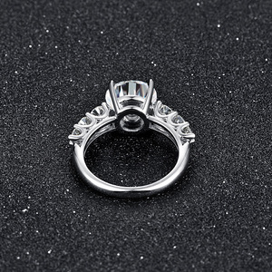 Bộ nhẫn cưới vàng thật 14k 18k đính đá moissanite tròn 3 carat 9mm, bạc 925, kiểu dáng đơn giản - Product Image 4