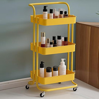 Chariot de beauté à 3 niveaux pour salon de coiffure, pédicure, spa, manucure, chariot de beauté doré avec roues verrouillables