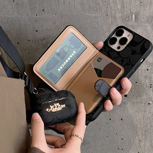 Étui de téléphone de luxe en cuir artificiel antichoc avec ouverture gauche/droite et compartiment pour cartes, style identique à l'étui pour écouteurs, pour <span class=keywords><strong>11</strong></span> 12 13 - Product Image 4