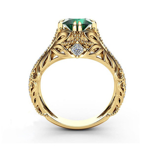 Green Accent Ring for Women, Elegant Statement Jewelry, Luxury Inspired Engagement Style Fashion Accessory - Product Image 2