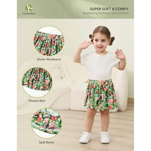 Flamingo Print Pleated <b>Skirt</b> Women <b>Elastic</b> Waist Stretchy Tropical Floral Skater <b>Skirt</b> Casual Summer Wear Size S M L XL - Product Image 2