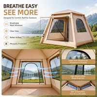 Tente de camping gonflable pour 1 à 4 personnes, 4,84 m², Oxford 400D PU2000+, 7 kg, légère, installation rapide, beige, quatre saisons, UV50+