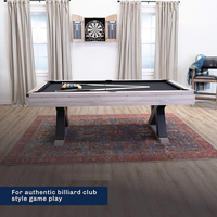 Table de billard en forme de K avec finition rustique pour enfants et adultes Table de billard marron avec coussins en MDF et tissu noir