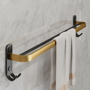 Juego de 6 Piezas de Repisas de Pared de Aleación de Aluminio Negro Dorado, Toalleros, Accesorios de <span class=keywords><strong>Baño</strong></span> - Product Image 5