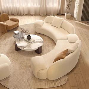 โซฟาโมดูลาร์โค้งมนสไตล์โมเดิร์นหุ้มกำมะหยี่หรูหราสำหรับห้องนั่งเล่น - Product Image 3