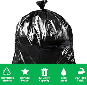 Sacs poubelles jetables noirs robustes de 55, 95, 100 gallons, en PEHD de 3 mil, à soufflets latéraux, thermosoudés, pour entrepreneurs, usage industriel et pelouse, personnalisables - Product Image 2