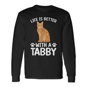 Camiseta de manga larga con diseño de gato para amantes de los gatos, color naranja, para propietarios de mascotas - Product Image 1