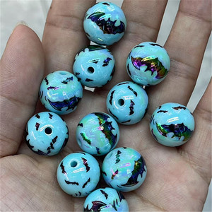 Perles en acrylique solides imprimées UV AB de 16 mm, 200 pièces, pour stylos d'Halloween, colliers épais et fabrication de bijoux fantaisie - Product Image 4