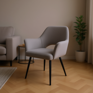 Sedia Casual Homeera in Tessuto con Gambe in Metallo, Morbida Sedia Moderna per Soggiorno - Product Image 2