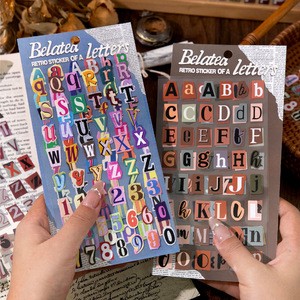 2 Fogli/Confezione Adesivi Decorativi Serie Lettere Retrò Tema Inglese per Decorazioni DIY Planner - Product Image 1