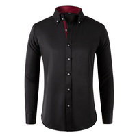Chemise décontractée de luxe légère pour homme à manches longues, col pointu, couleur unie, avec boutons en cristal perlé, taille européenne transfrontalière