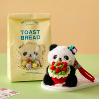 Porte-clés Bouquet Panda en Peluche, Fleur au Crochet Fait Main, Breloque de Sac Panda, Boîte Cadeau, Souvenir Culturel Chinois