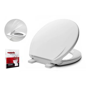 Siège de toilette universel Vesuvio au design moderne, à fermeture douce, pour sièges allongés carrés, en PP et urée (UF), pour usage domestique en salle de bain - Product Image 2