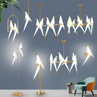 Ventes directes d'usine nordique moderne minimaliste créatif artistique Origami oiseau papier grue plafonnier lampe lustre
