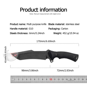 Cuchillo de Caza y Camping Personalizable OEM de Grado Profesional para Exteriores, Hoja Recta, Borde Dentado Reforzado, Acero Inoxidable, Mango G10 - Product Image 2