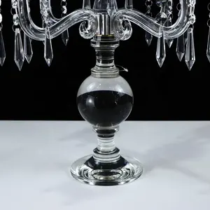 Clear Glass 5 Arms Crystal Candelabra With Chain Parts Crystal Candle Holder Wedding Centerpieces
