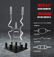 Support de rangement vertical pour barres de musculation VANBO, compatible avec les barres de 2 pouces, barres hexagonales, barres de curl et barres triceps, pour utilisation en salle de sport