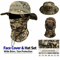 Ensemble chapeau de camouflage et masque facial balaclava, protection solaire à séchage rapide pour le cou et le visage, idéal pour la pêche, la randonnée et le camping en extérieur