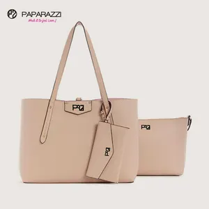 Paparazzi PA0051 Pu Leather 3Pcs Tote Handbags Women Shoulder Bags For Women Ladies With Cosmetic Pouch And Small Wallet
