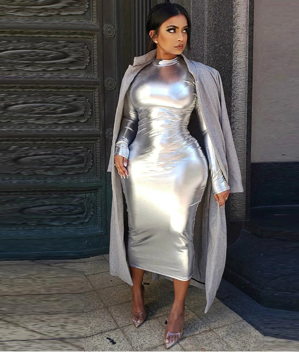 shiny silver clothes