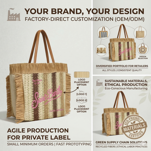 Premium Handwoven Straw Woven Tote <b>Bag</b> <b>Large</b>-capacity Tassel Eco-friendly Portable Women's <b>Canvas</b> Shoulder <b>Bag</b> with Custom Logo - Product Image 2