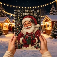 Série de carnets de peinture diamant DIY avec perles, autocollants créatifs faits main, cadeau décoratif pour l'ambiance des fêtes de Noël