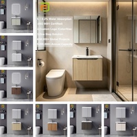 Meubles de salle de bain en PVC, vanités de salle de bain modernes murales avec lavabo en céramique, armoire de salle de bain avec miroir LED