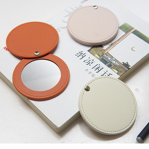 Custom Logo Round PU Leather Pocket <b>Mirror</b> <b>Small</b> Portable Compact Cosmetic Makeup <b>Mirror</b> Low MOQ - Product Image 4