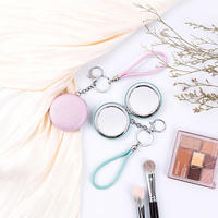 Miroir double face portable en cuir PU pour fille, avec cordon, porte-clés de voiture, logo personnalisé, écologique