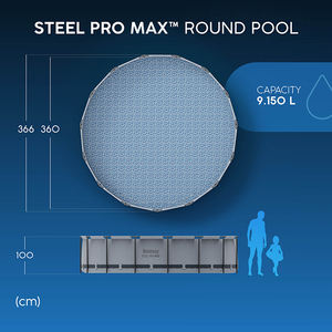 <span class=keywords><strong>Piscina</strong></span> <span class=keywords><strong>Bestway</strong></span> 56418 Redonda Grande de 2417 Galones con Marco Metálico, <span class=keywords><strong>Piscina</strong></span> Familiar de PVC para Jardín, <span class=keywords><strong>Piscina</strong></span> Elevada Portátil para Exteriores - Product Image 5