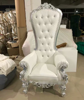 Superbe qualité Roi Lion Trône Chaises Hôtel Meubles En Bois Massif Or Blanc Français Antique Reine Chaises De Mariage
