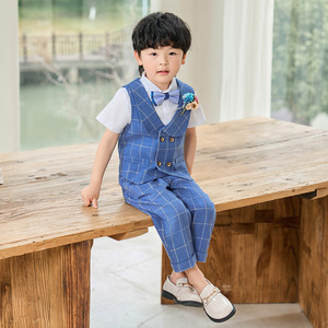 ZC054 Conjunto de Traje de Sarga Estilo Caballero Británico para Niños, Novedad Primavera/Verano, Atuendo de Boda para Bebés Niños de Primer Cumpleaños - Product Image 2