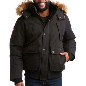 Chaqueta de Invierno Impermeable con Capucha y Piel Sintética para Hombre, con Logotipo Frontal, Suministro OEM de Alta Calidad - Product Image 1