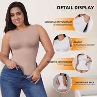 Camiseta sin mangas de compresión ligera para mujer, camisola de control de abdomen con cintura elástica para suavizar la figura, ideal para uso diario en primavera y verano.