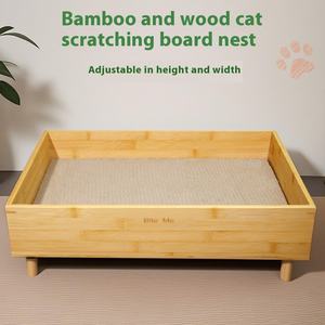 Cama para gatos de madera maciza de primera calidad, caja de arena para gatos de madera con diseño cómodo para gatos de interior en dormitorios y salas de estar - Product Image 2