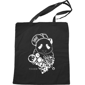 Sacs fourre-tout en toile de coton personnalisés avec boucle réglable et fermeture à glissière, impression numérique noire, sacs de shopping promotionnels - Product Image 2