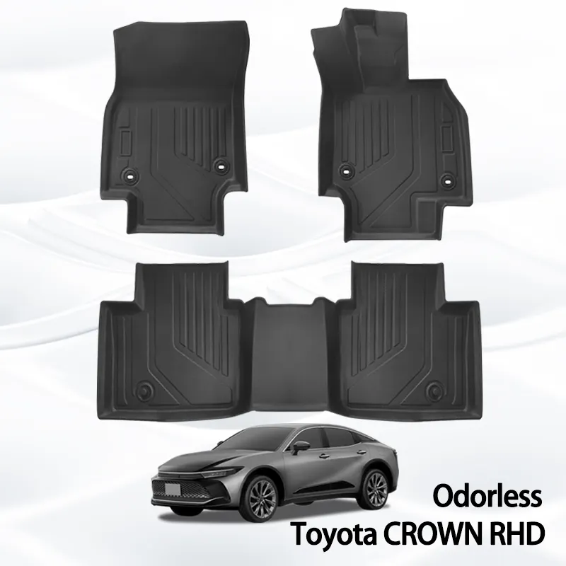 CROWN SEDAN RHD All-Weather Floor Mats TPE Material Trunk Accessories With Cyberpunk Design Style Compatible With Car Models