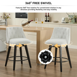Oehome 007-360 Swivel Paper Rope Bar <b>Stools</b> Set 2 Modern 25" Counter <b>Height</b> Stain-Resistant Line Button Tufted - Product Image 2