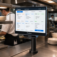 Sistema de Visualización de Pedidos para Cocina KDS de 15.6 Pulgadas, Pantalla POS para Restaurante, Panel Táctil Impermeable sin Ventilador, Sistema Operativo Dual Android Windows