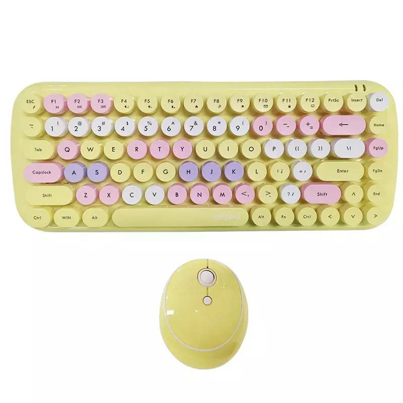 mofii candy 84 key punk keycap pink girl series desktop laptop 2.4G optical wireless keyboard and mouse combination
