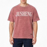 T-shirt personnalisé avec logo, pour homme, effet délavé, usé, vintage, surdimensionné, en coton, streetwear