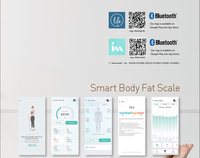 Báscula Inteligente de Grasa Corporal, Monitor de Salud y Fitness para el Hogar, Pantalla TFT, Báscula Digital Bluetooth, Composición Corporal, 180 kg