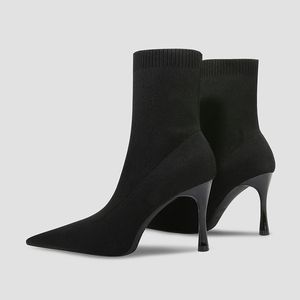 Botines para Dama, Material Elástico, Punta Puntiaguda, Diseño de Tacón Alto, Botas de Tobillo para Mujer - Product Image 3