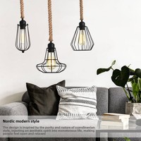 Lampe suspendue en corde industrielle vintage, lampe suspendue en fer artisanal rétro pour la décoration de bar, restaurant, café