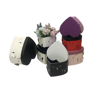 LONGSUN HOT High End Good Selling Heart Shape gift packaging boxes Small Paper With Paper Flower Box