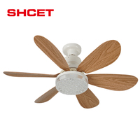 Ventilateur de plafond LED avec télécommande, 6 pales, couleur grain de bois, 110V, pour chambre, livraison rapide