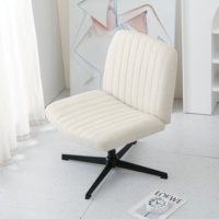 2025 moderne entrecroisé pivotant cadre en fer vanité chaise large siège hauteur réglable sans bras tissu rembourré mi dos bureau bureau