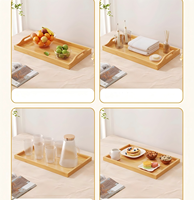 Plateau de Service en Bambou Naturel Durable avec Poignées, Vaisselle Jetable pour Service Alimentaire et Décoration Intérieure pour Fêtes