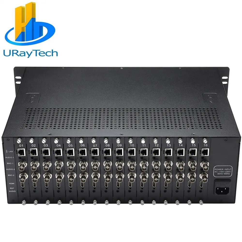 جهاز تشفير URay HDMI CVBS, جهاز تشفير للفيديو والبث المباشر ، يعمل بنظام IPTV ، مزود بـ 16 قناة ، عالي الدقة ، منفذ H.264