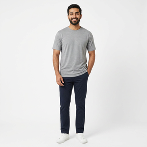 High Quality Customizable Men's T-Shirts Unisex Cotton-<b>Polyester</b> Blend Solid Color Wholesale Logo Printing <b>Tshirt</b> - Product Image 1